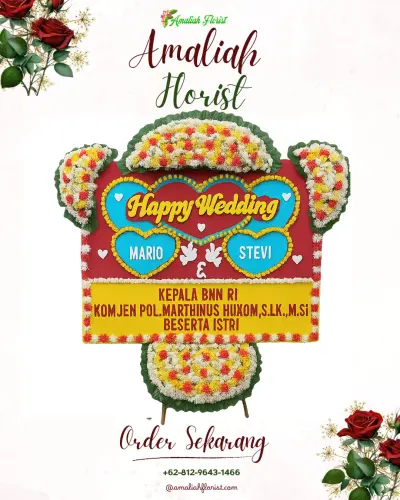 Karangan Papan Bunga Pernikahan di Temindung Permai